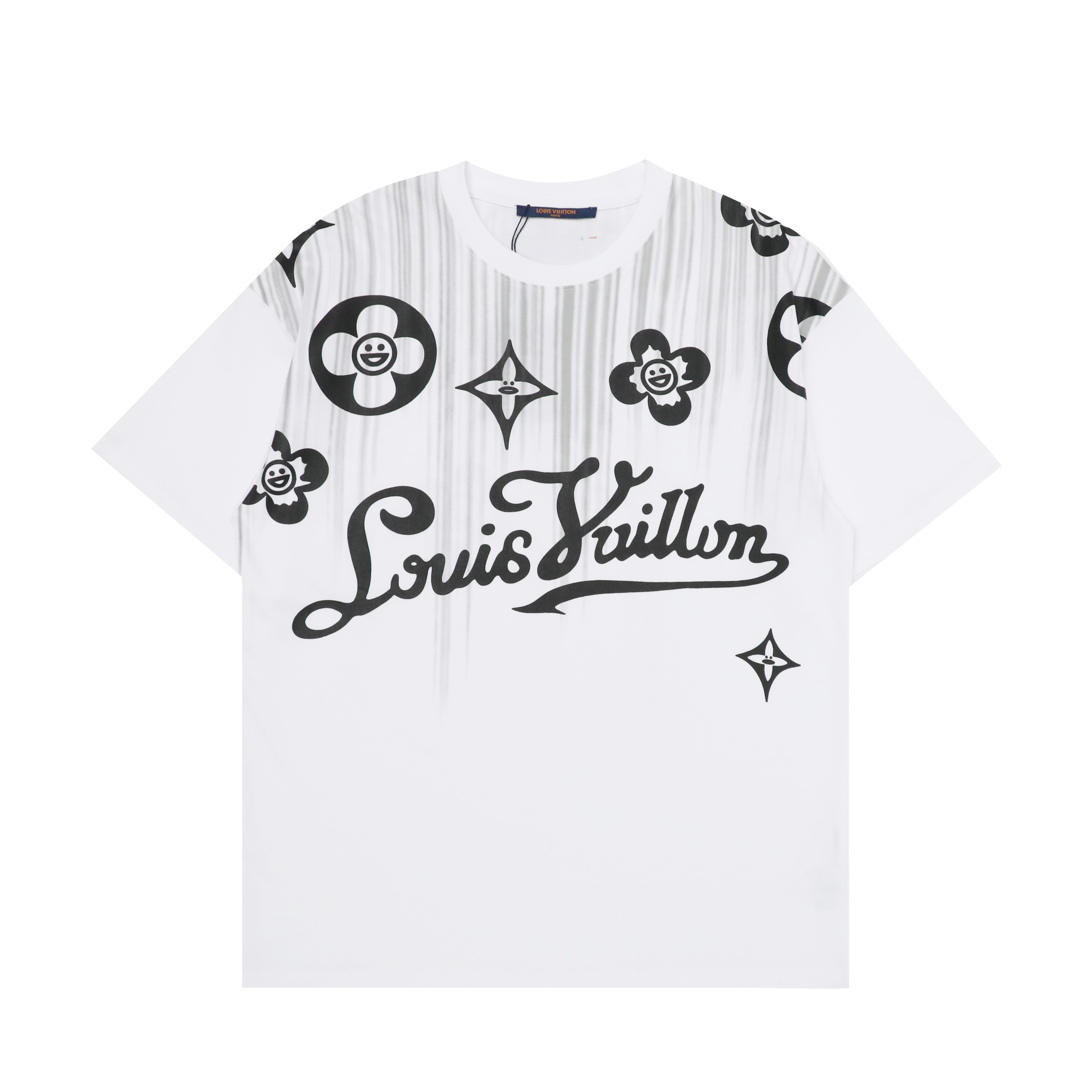 ルイヴィトン モノグラム プリント クルーネック半袖 Tシャツ メンズ 2色
