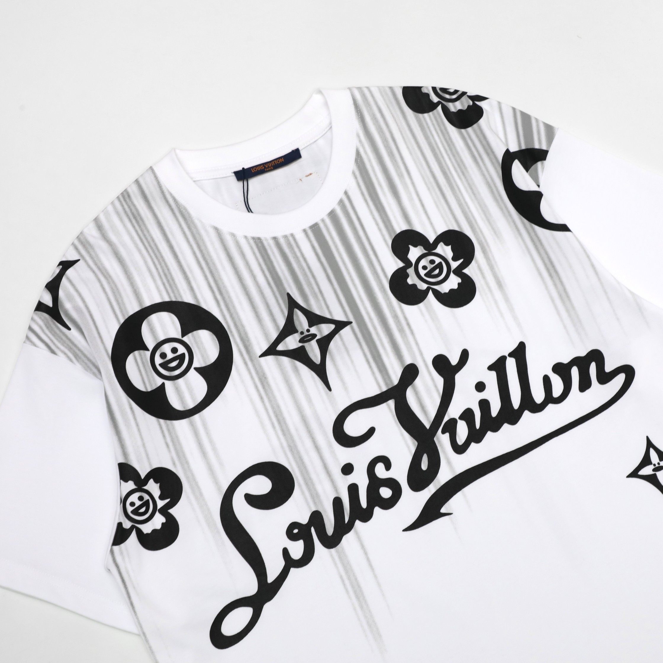 ルイヴィトン モノグラム プリント クルーネック半袖 Tシャツ メンズ 2色