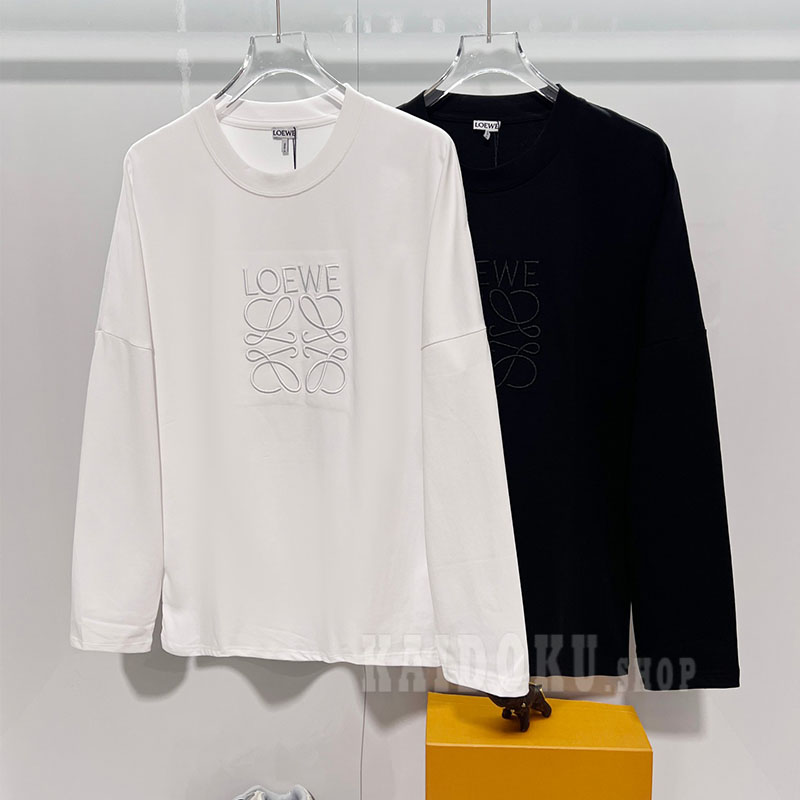 ロエベ LOEWE 2026Fw 刺繍ロゴ シンプル ロングTシャツ トレーナー長袖 メンズ