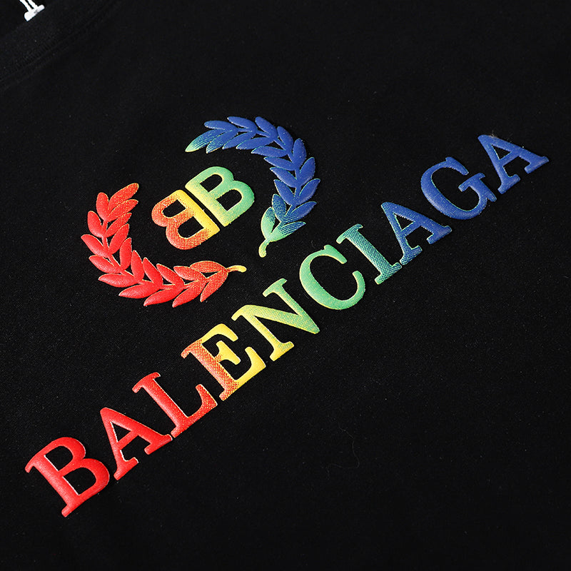 19SS Balenciaga(バレンシアガ) レインボー BB Tシャツ 2色 メンズ＆レディース