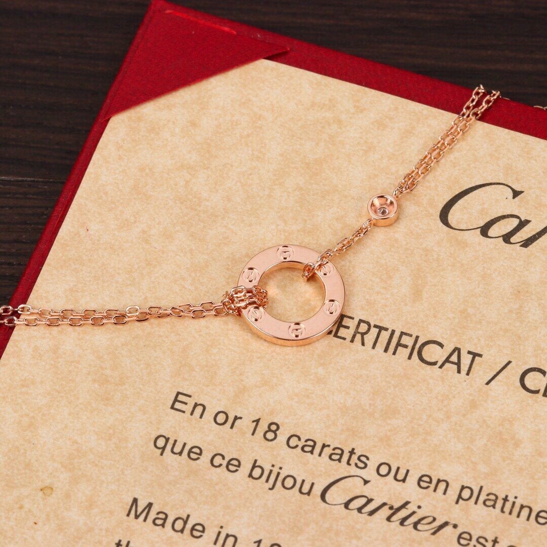 LOVE ネックレス、ダイヤモンド2個 2色