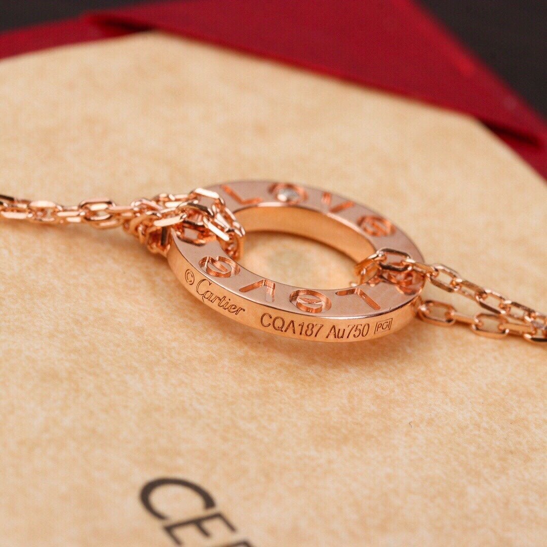 LOVE ネックレス、ダイヤモンド2個 2色