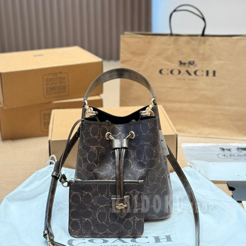 コーチ COACH ローアン バケットバッグ キャンバス チャーム レディース
