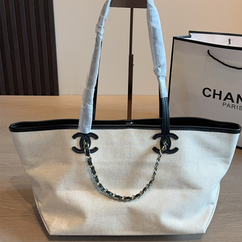 シャネル CHANEL スモール ショッピング バッグ キャンバス レディース