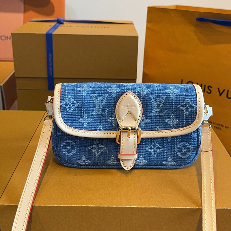 ルイヴィトン Louis Vuitton ブルーデニム バッグ ナノ ディアヌ ショルダーバッグ レディースM27700