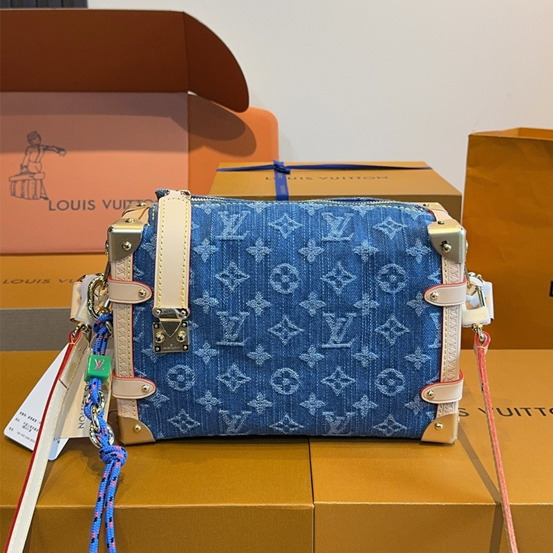 ルイヴィトン Louis Vuitton デニムモノグラム 24CM サイドトランク MM ショルダーバッグ レディース
