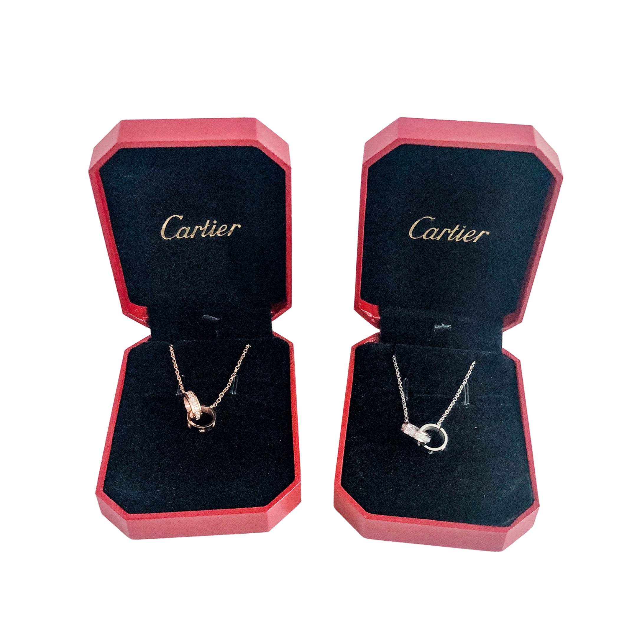 カルティエ Cartier ダブルリング セットダイヤ ネックレス 2色レディース