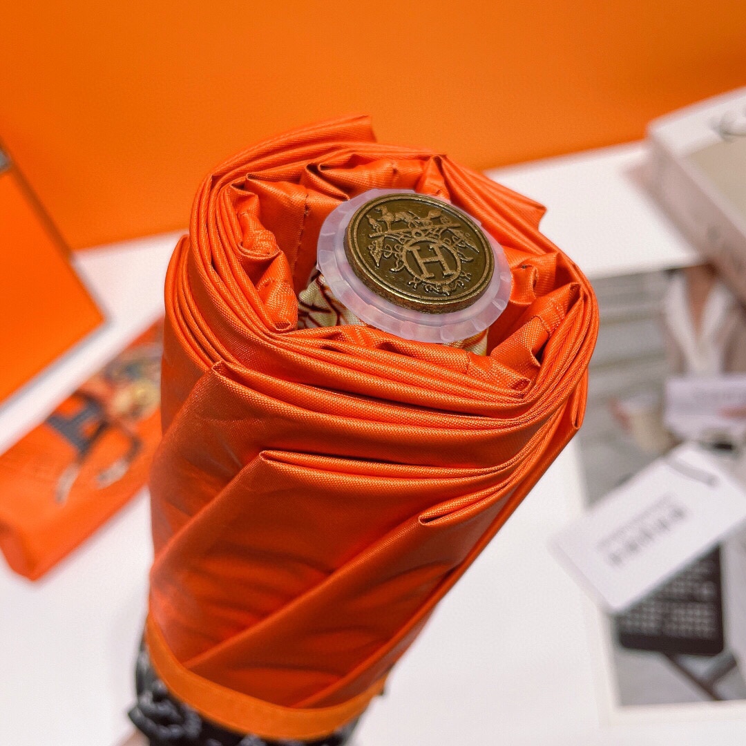 エルメス（HERMES）晴雨兼用 傘 日傘 自動折り 5折りたたみ傘 オシャレ レディース