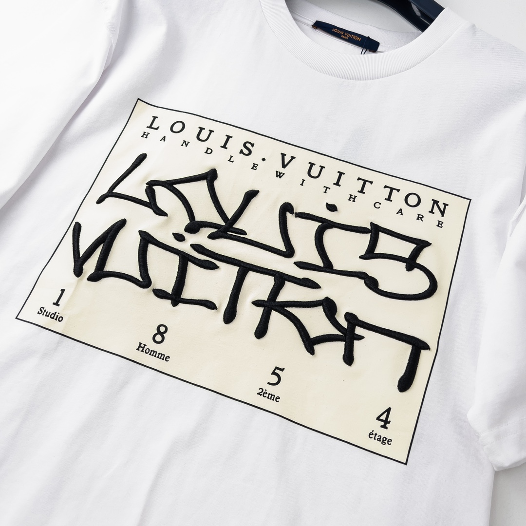 ルイヴィトン Tシャツ ファッション 刺繍 半袖 メンズ