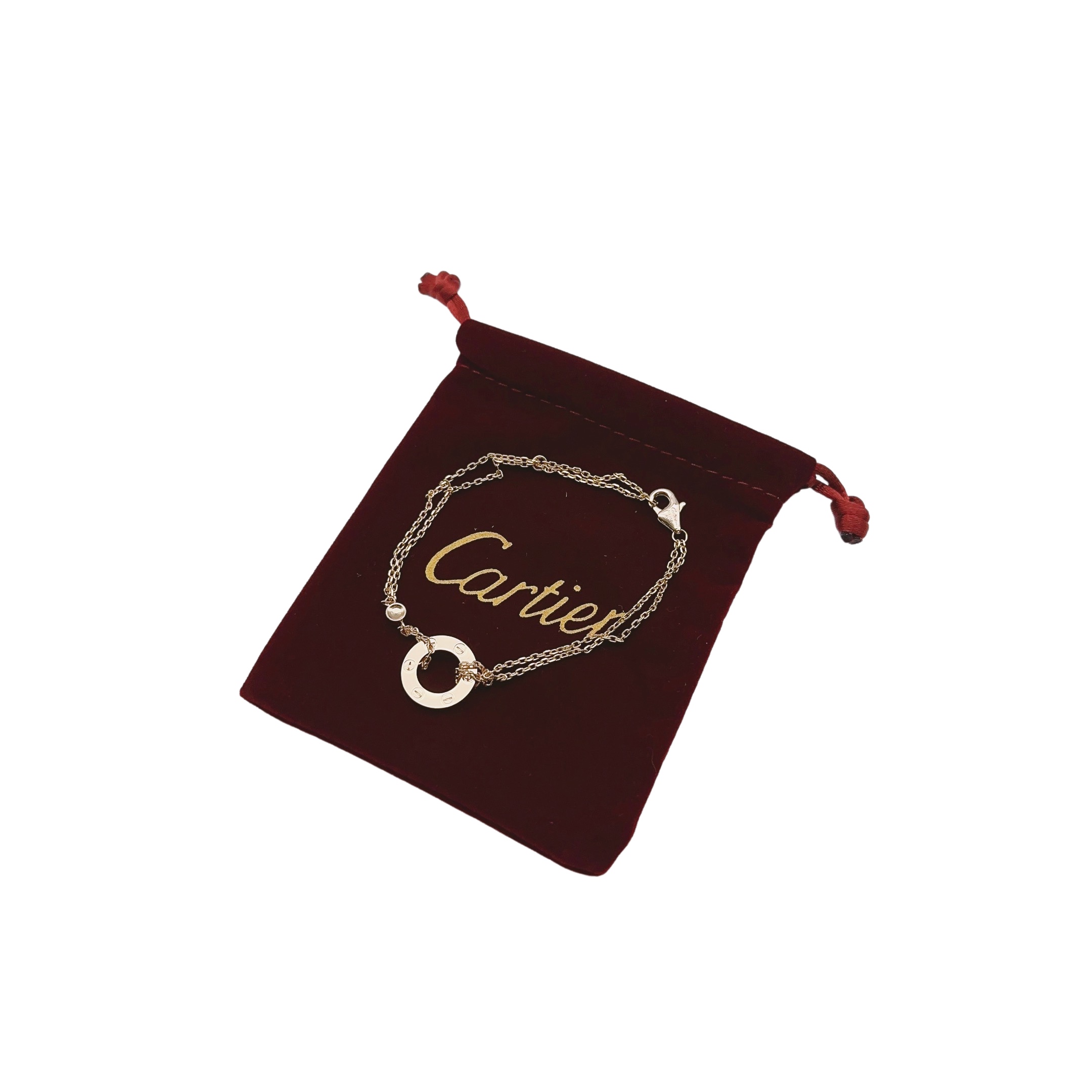 カルティエ Cartier  LOVE ダブルチェーン ブレスレット シルバー レディース