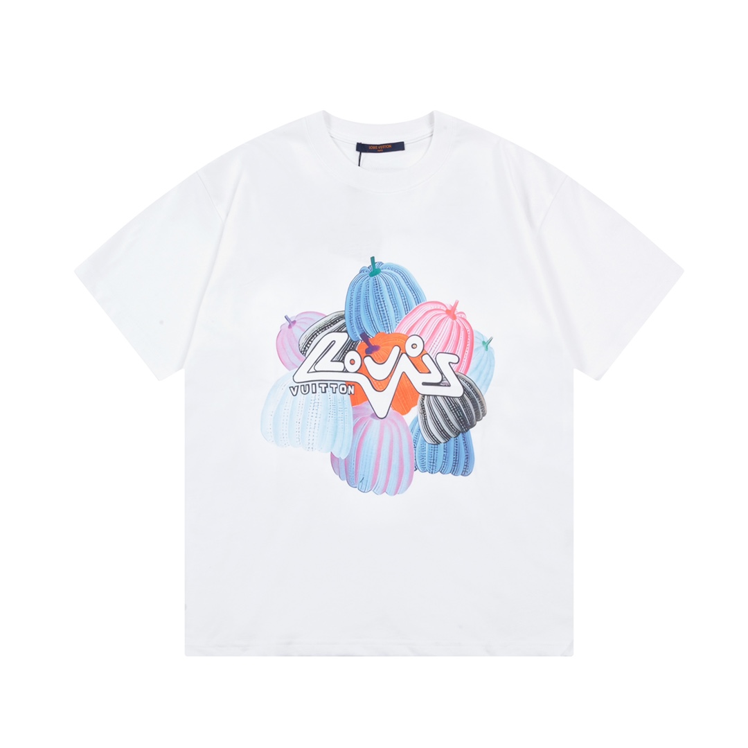 ルイヴィトン パンプキン 文字プリント Tシャツ 半袖   メンズ＆レディース