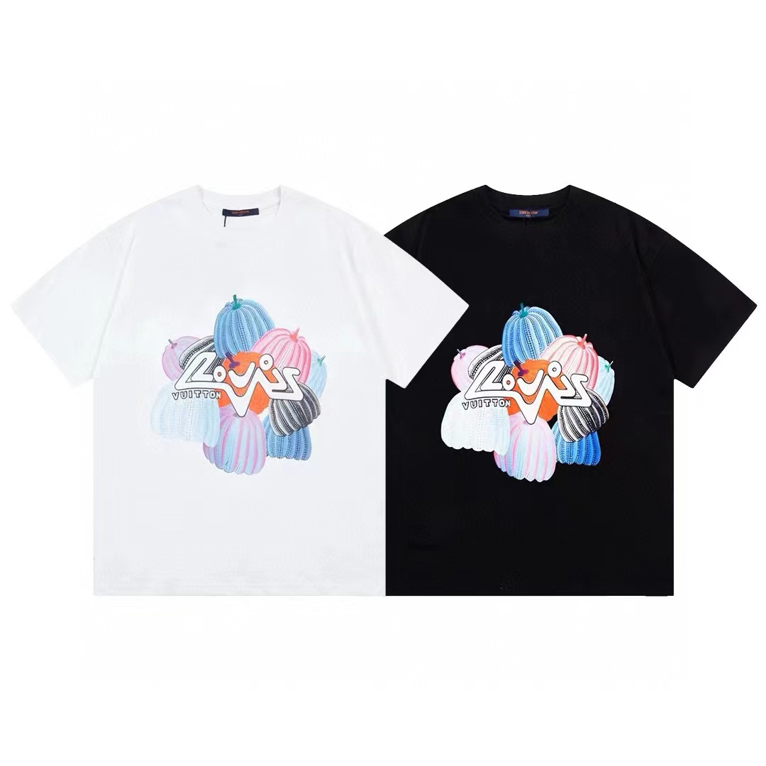 ルイヴィトン パンプキン 文字プリント Tシャツ 半袖   メンズ＆レディース