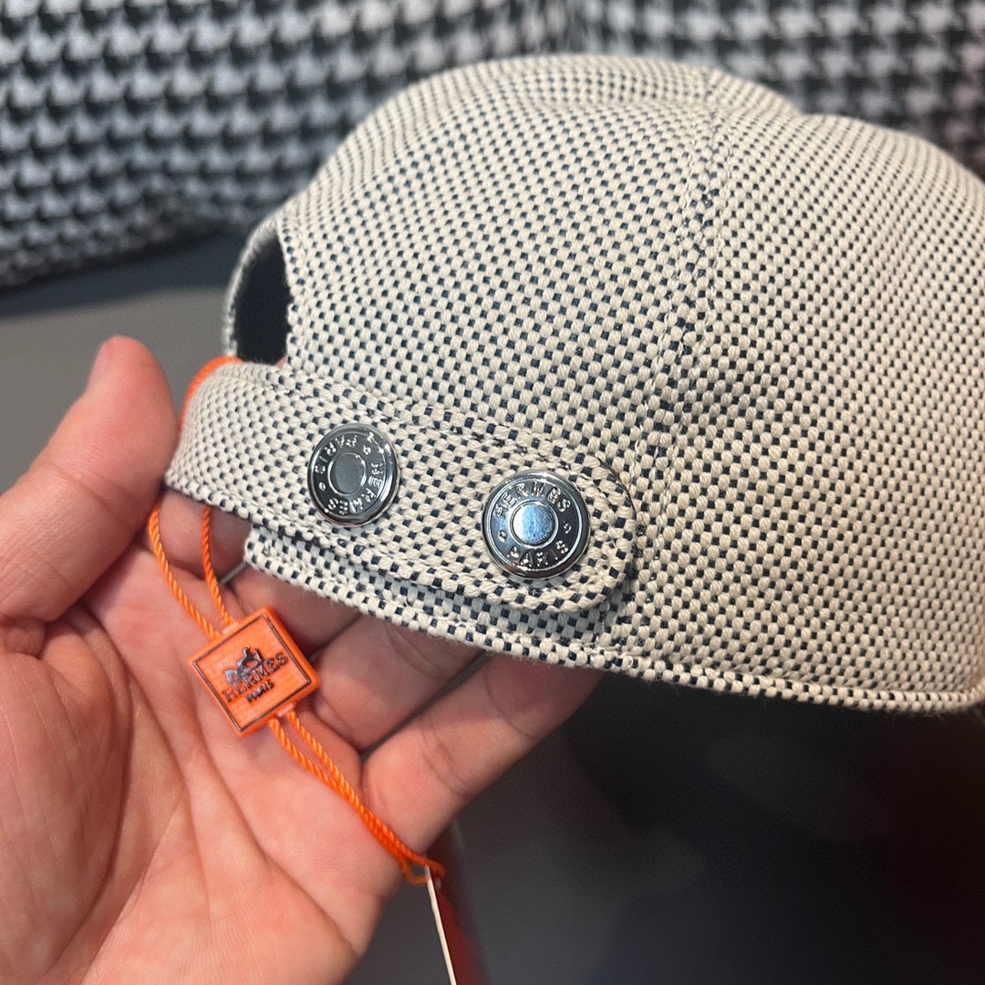 エルメス シンプル キャップ キャンバス グレー メンズ
