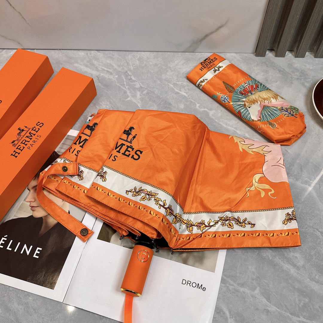エルメス（HERMES）晴雨兼用 傘 日傘 自動折り たたみ傘 レディース メンズ