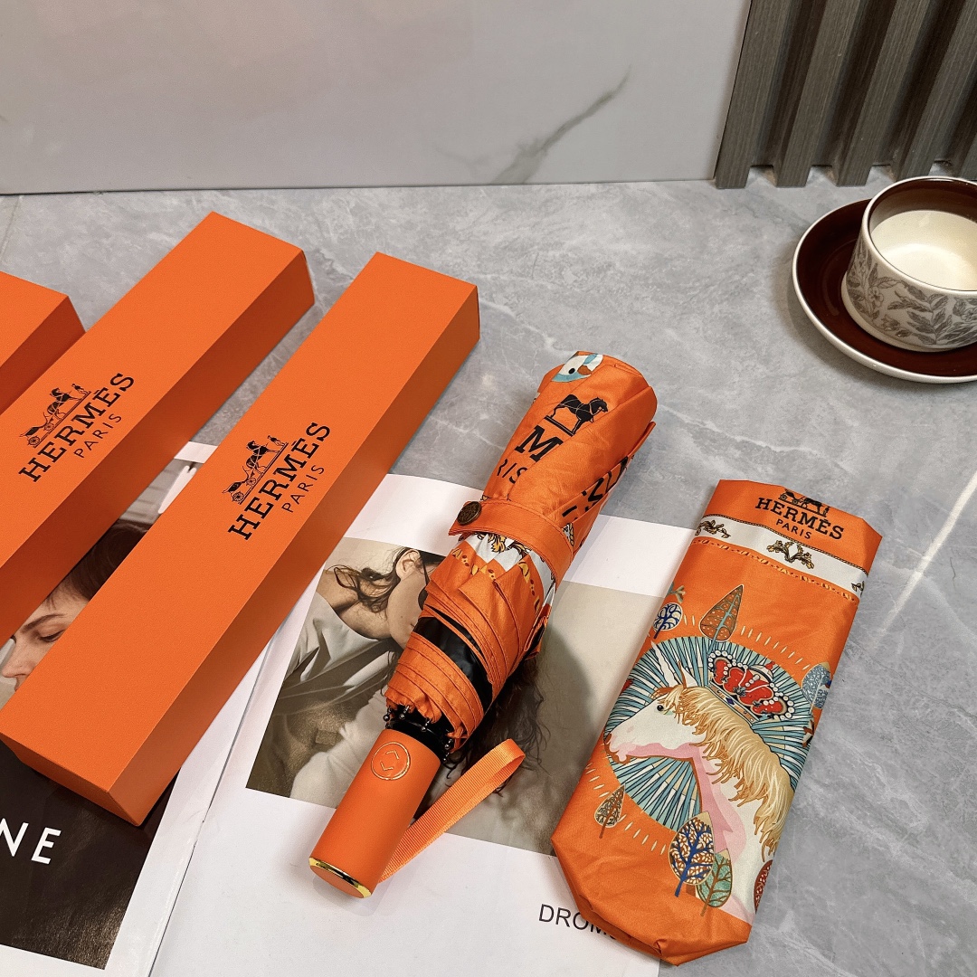 エルメス（HERMES）晴雨兼用 傘 日傘 自動折り たたみ傘 レディース メンズ