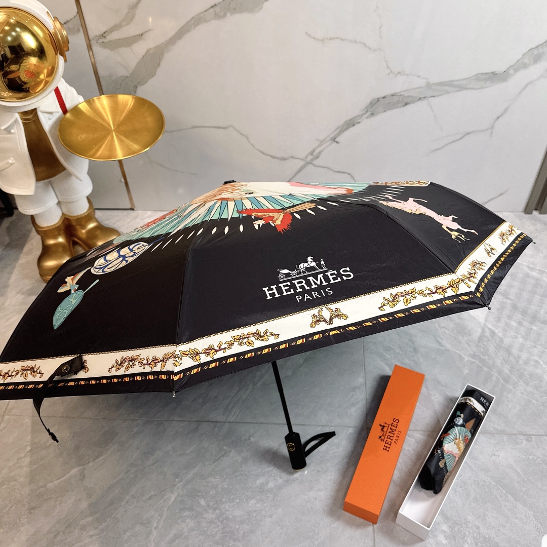 エルメス（HERMES）晴雨兼用 傘 日傘 自動折り たたみ傘 レディース メンズ