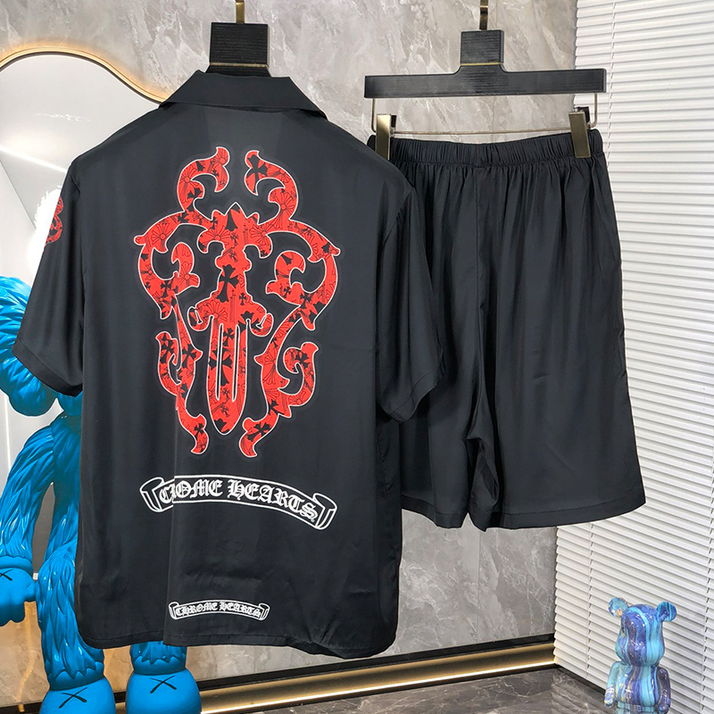 クロムハーツ Chrome Hearts パジャマ シルク プリント セットアップ メンズ