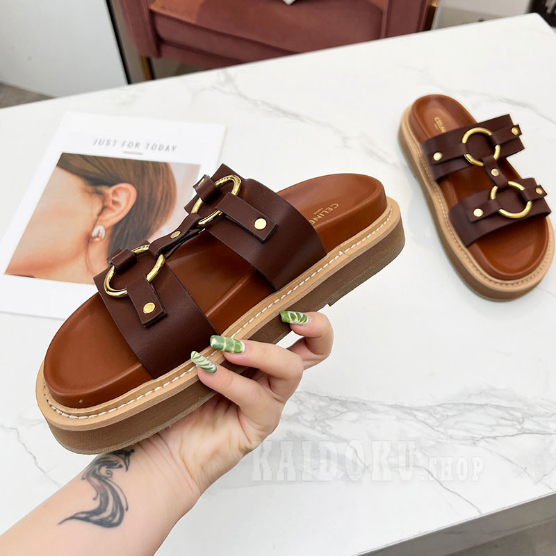 セリーヌ CELINE ポリー ウェッジミュール 厚底サンダル シューズ レディース