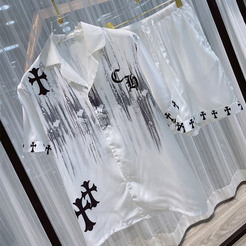 クロムハーツ Chrome Hearts パジャマ シルク プリント セットアップ レディース メンズ