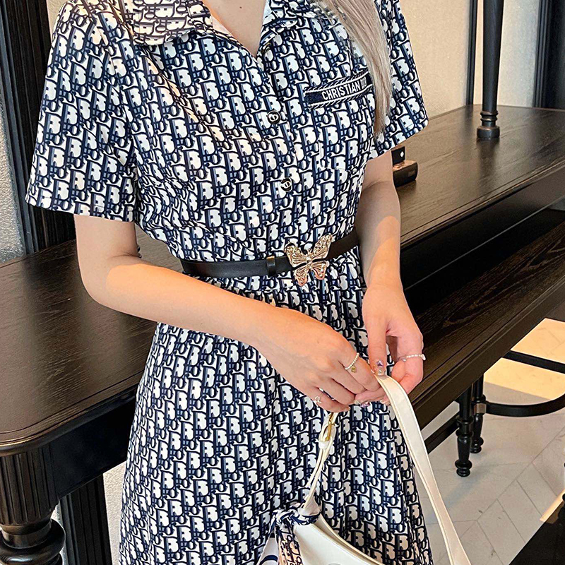 ディオール クラシック モノグラム プリントシャツドレス ワンピース レディース