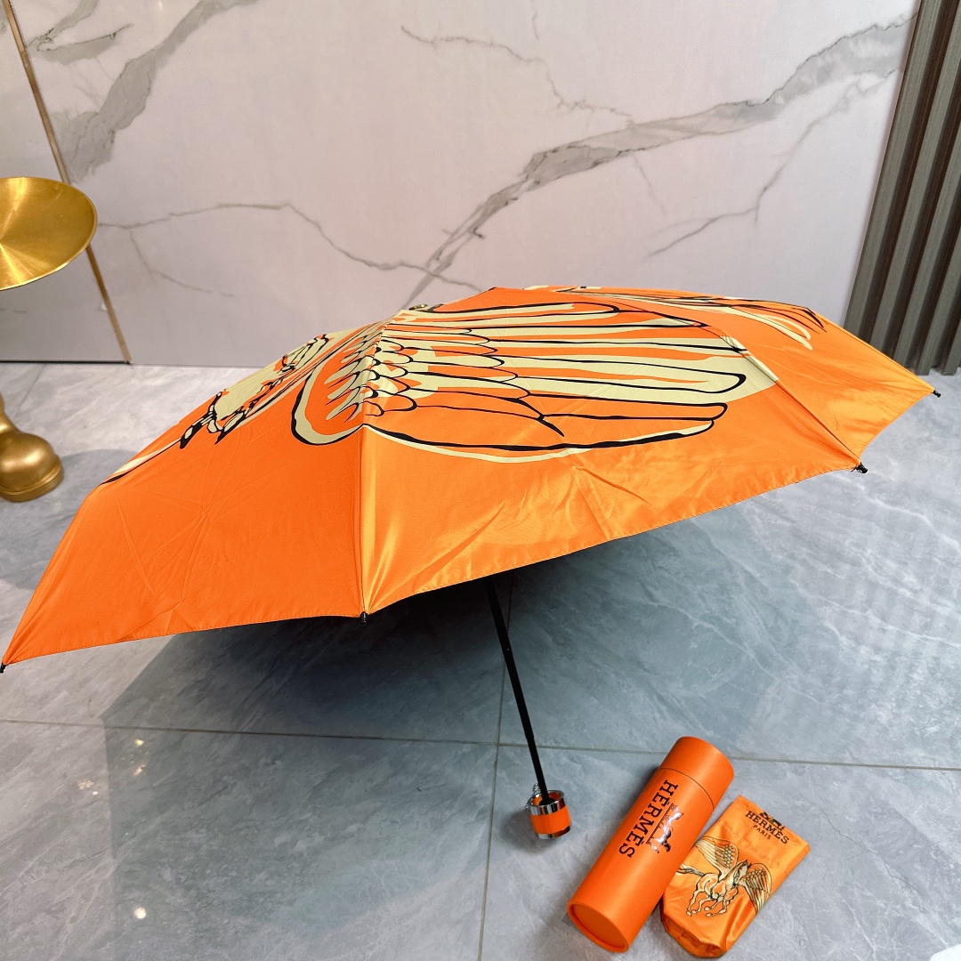 エルメス（HERMES）晴雨兼用 傘 日傘 自動折り 5折りたたみ傘 レディース