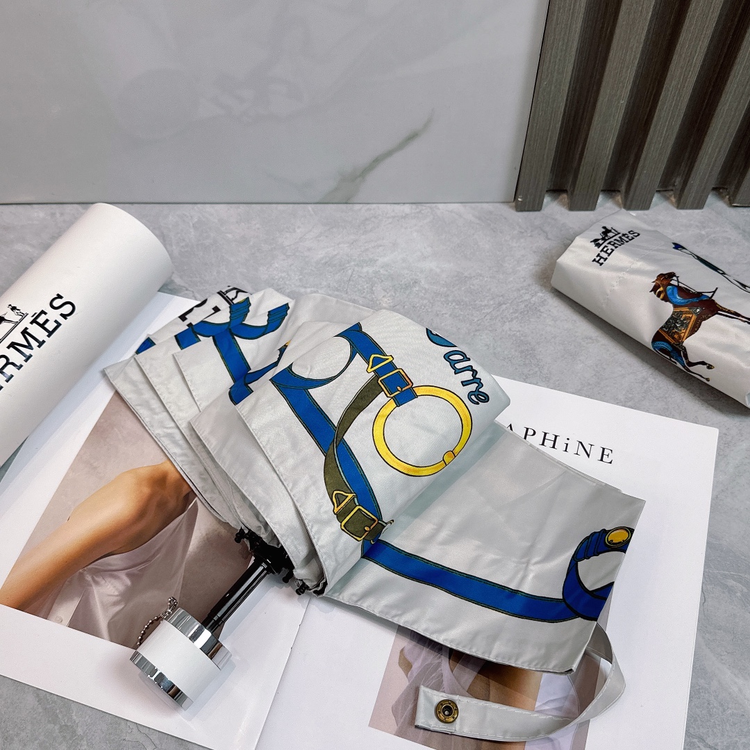 エルメス（HERMES）晴雨兼用 傘 日傘 自動折り たたみ傘 2色 レディース