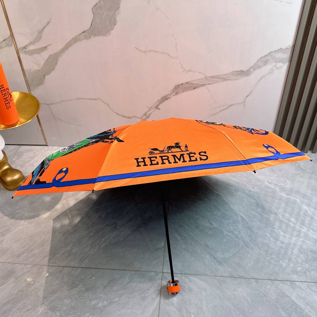 エルメス（HERMES）晴雨兼用 傘 日傘 自動折り たたみ傘 2色 レディース