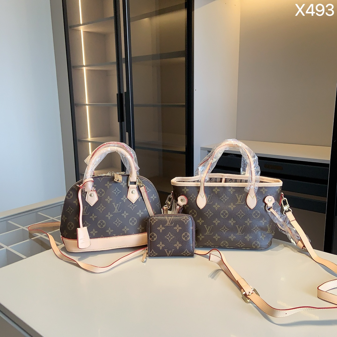 ルイヴィトン ハンドバッグ＋トートバッグ＋財布 お得セット 3点 ブラウン レディース