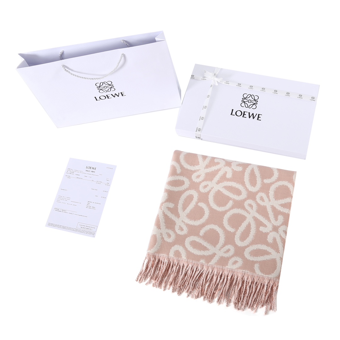ロエベ LOEWE スカーフ マフラー ピンク ウール レディース