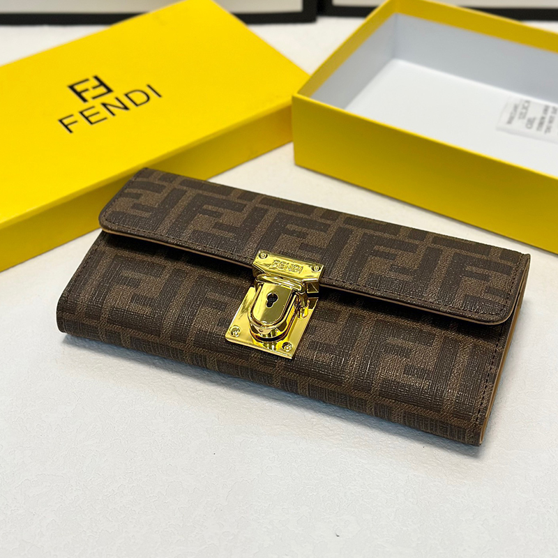 フェンディ FENDI 長財布 レディース オシャレ レザー ブラウン系