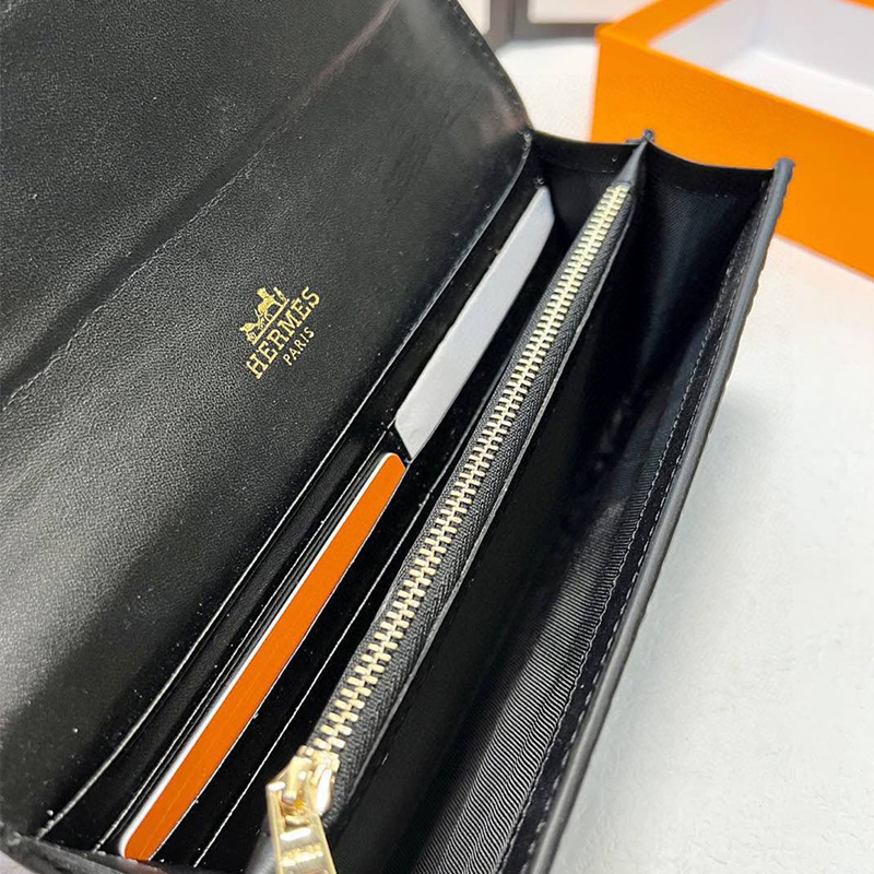 エルメス Hermes Hロゴ 長財布 黒 レディース