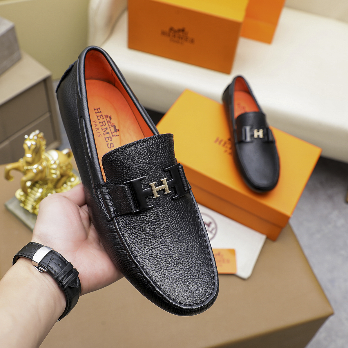 エルメス HERMES お洒落なメンズに ローファー シューズ 革靴 