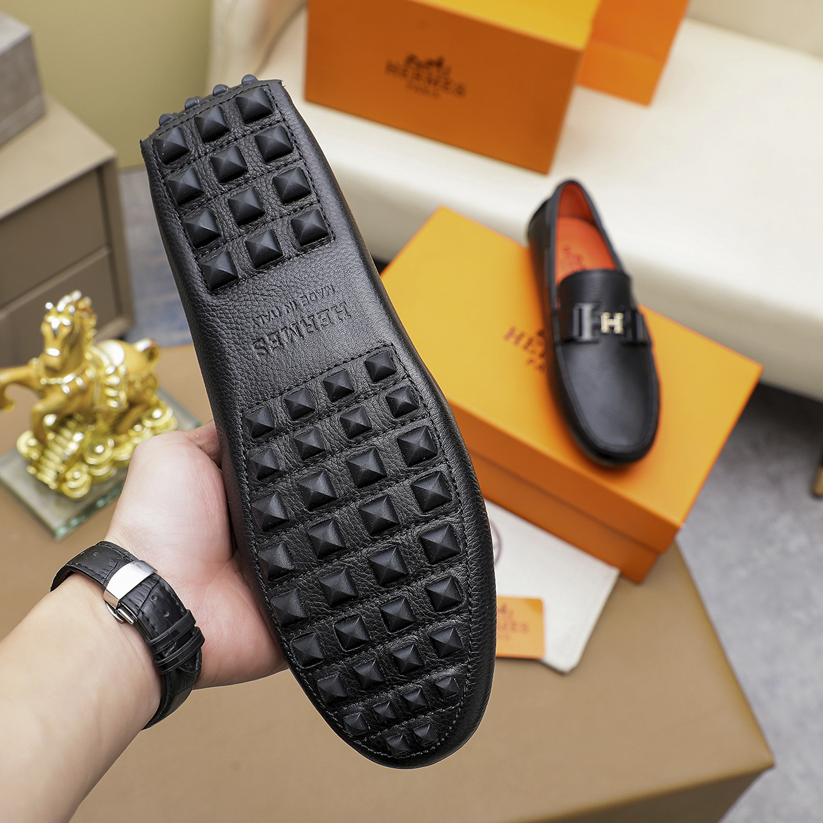 エルメス HERMES お洒落なメンズに ローファー シューズ 革靴 