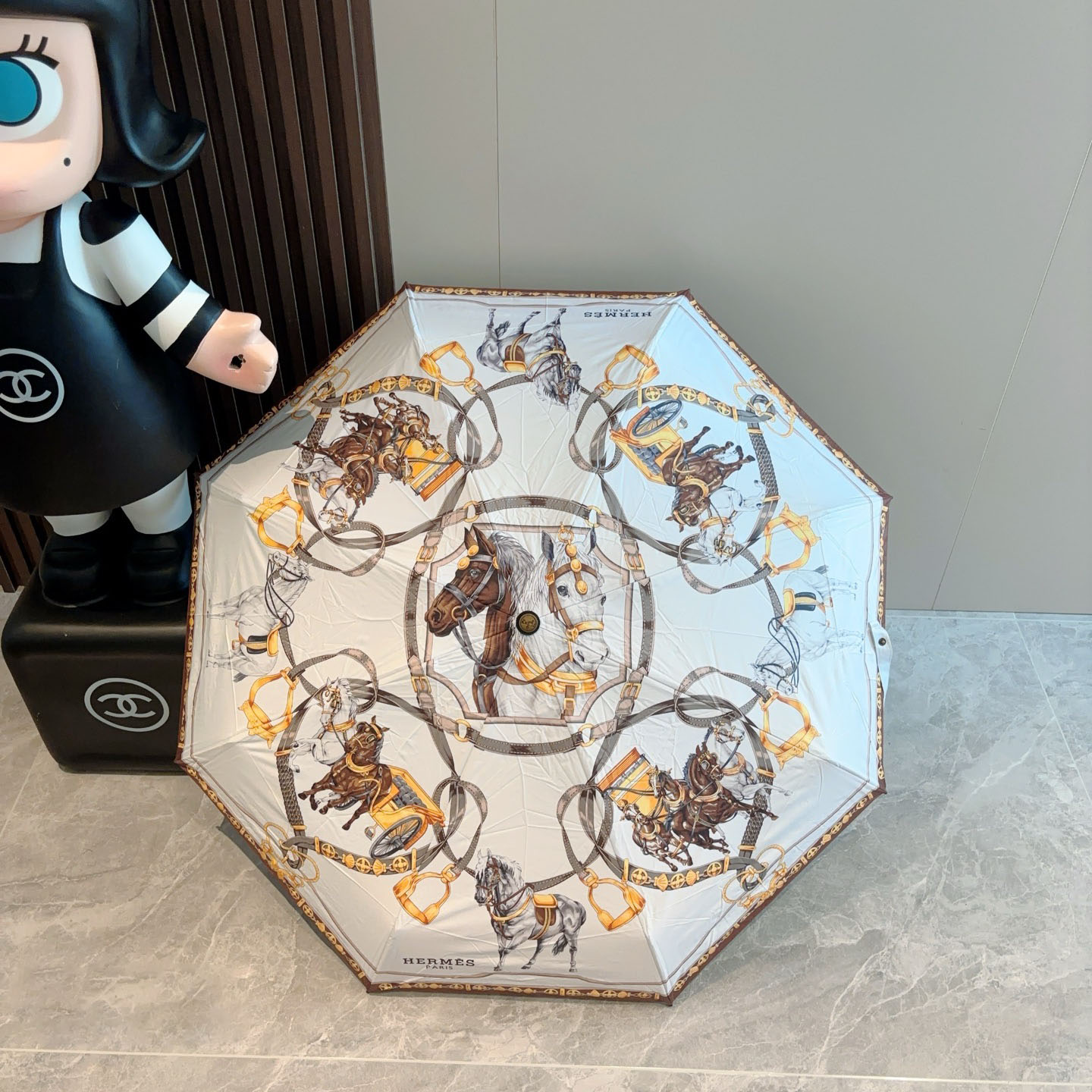 エルメス HERMES 晴雨兼用 傘 日傘 5つ折り手開き傘 2色 レディース