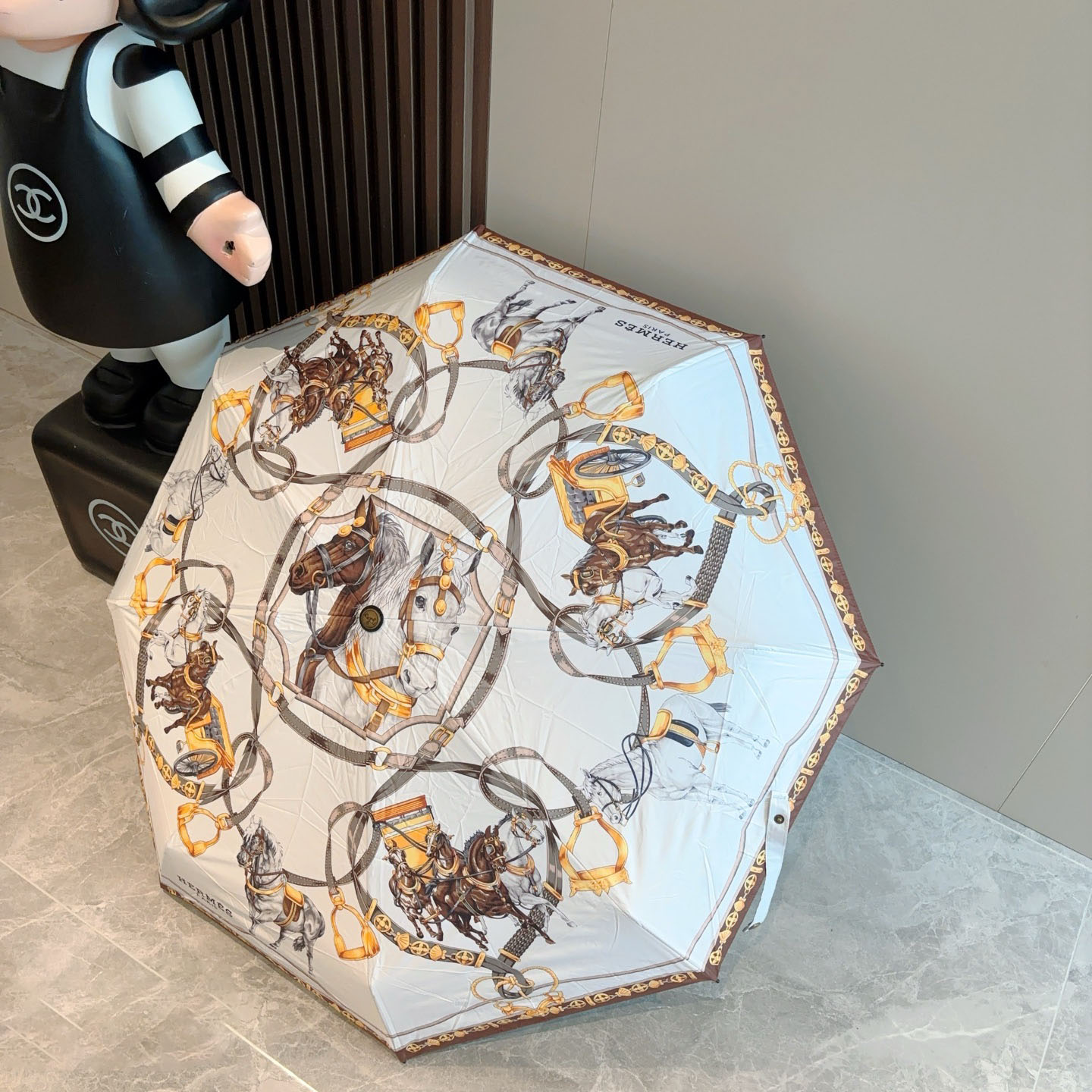 エルメス HERMES 晴雨兼用 傘 日傘 5つ折り手開き傘 2色 レディース