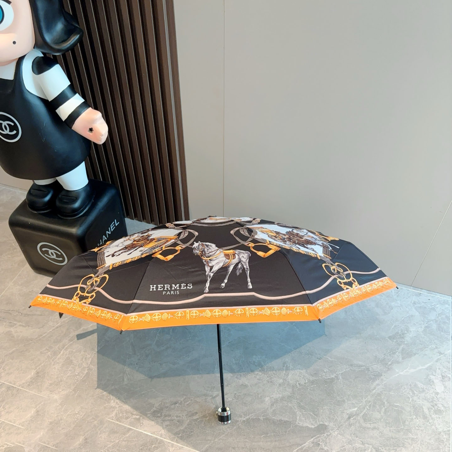 エルメス HERMES 晴雨兼用 傘 日傘 5つ折り手開き傘 2色 レディース