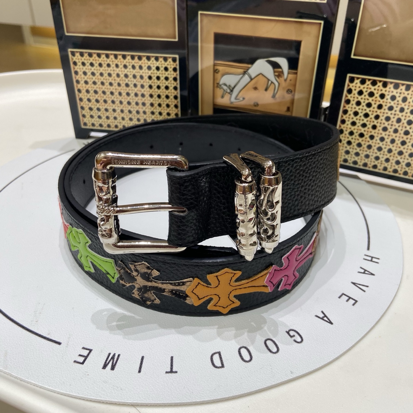 クロムハーツ 多色クロスレザーベルト メンズ 本革 メンズ