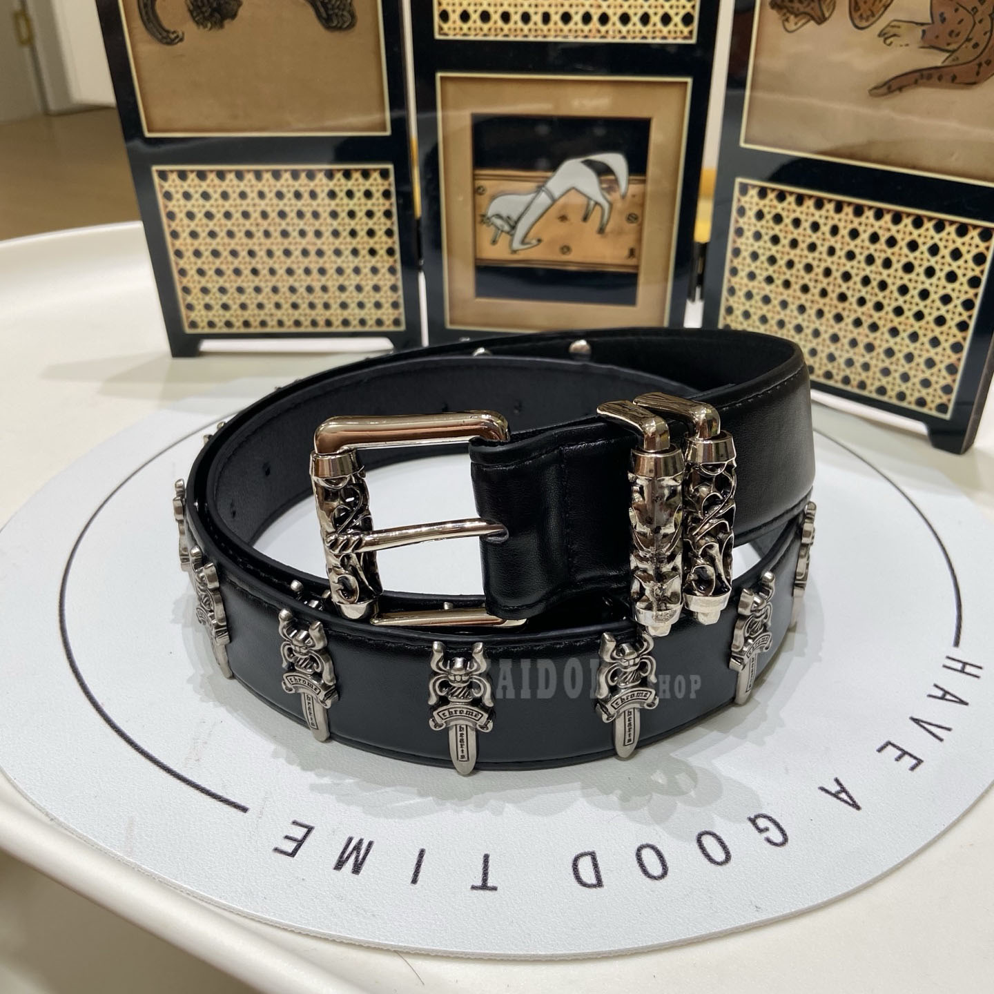 クロムハーツ Chrome Hearts レザーベルト 本革 メンズ