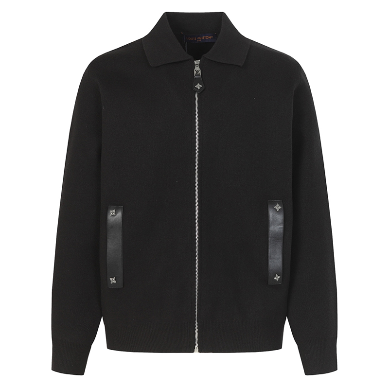 ルイヴィトン LOUIS VUITTON ニットブルゾン ウィズ レザーディテール ジャケット メンズ