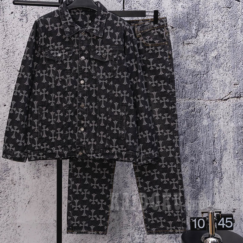 クロムハーツ クロス総柄 デニムセットアップ メンズ