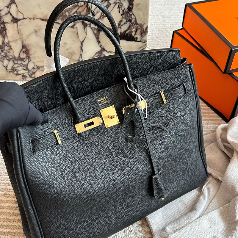 HERMES エルメス バーキン35 トゴ ゴールド金具 ブラック レディース