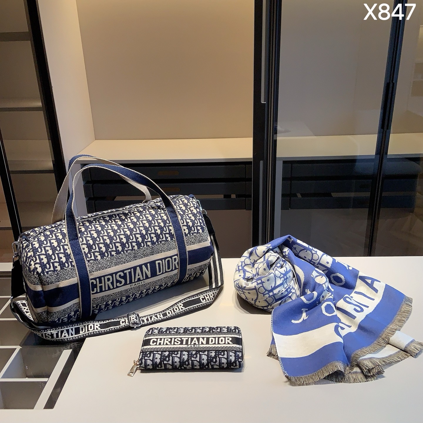 ディオール DIOR 超得なセット ボストンバッグ＋財布＋マフラー 3点セット レディース