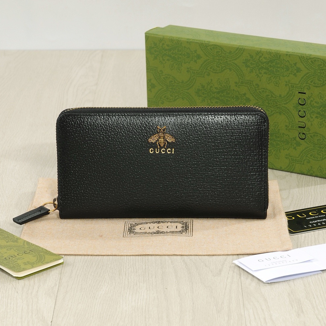 グッチ GUCCI アニマリエ メタルビー 蜂 ラウンドファスナー 長財布メンズ