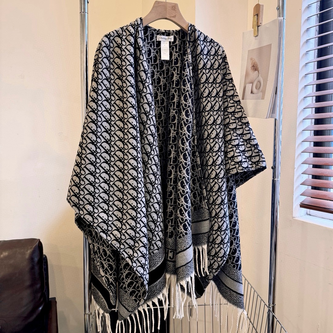 ディオール Dior オブリーク カシミア ポンチョ マフラー レディース