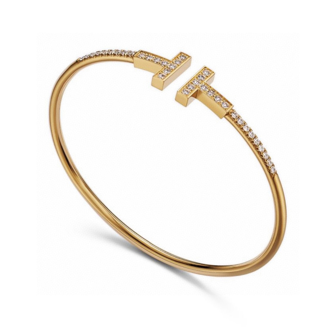 ティファニー Tiffany&Co. パヴェ ダイヤモンド ワイヤー バングル ブレスレット レディース