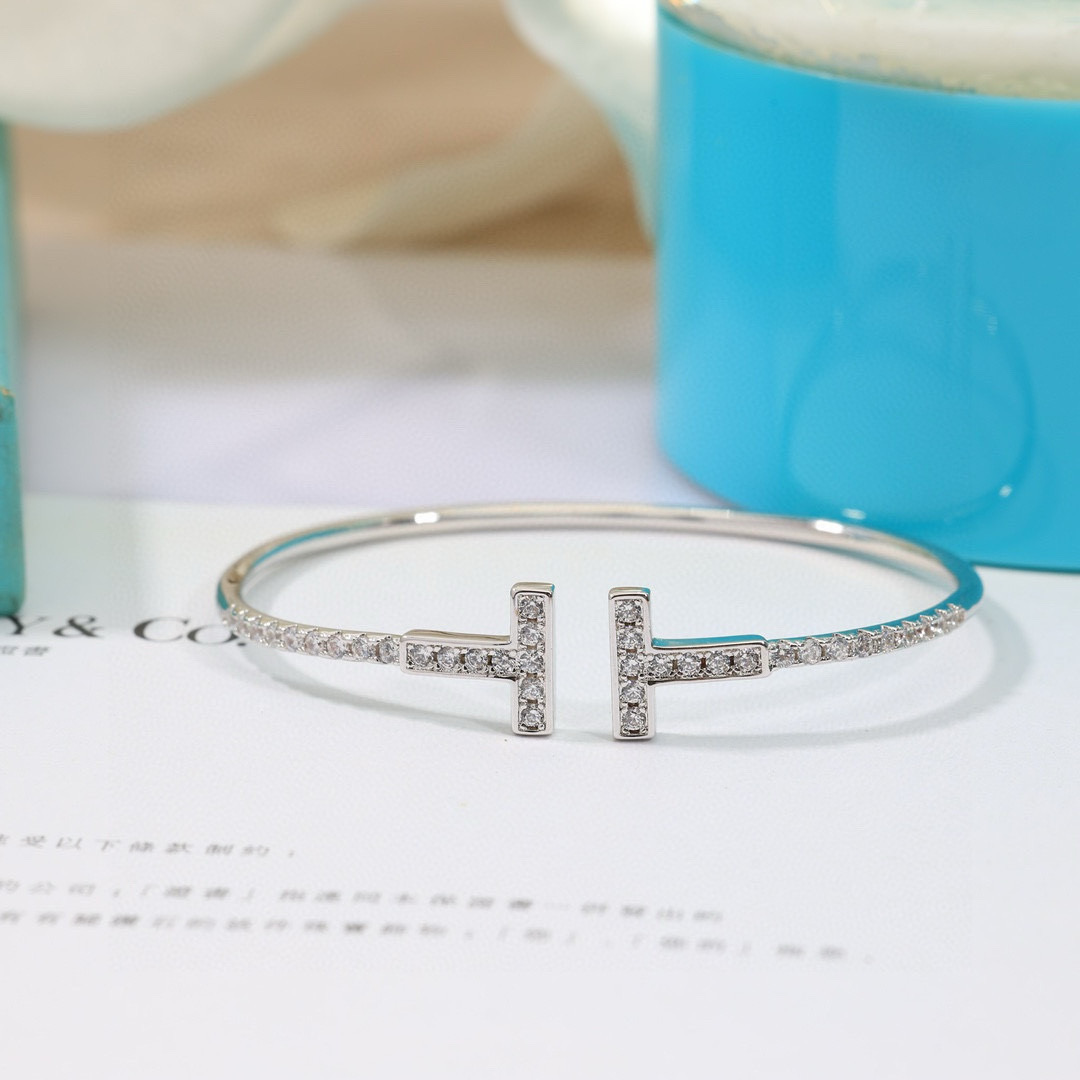ティファニー Tiffany&Co. パヴェ ダイヤモンド ワイヤー バングル ブレスレット レディース