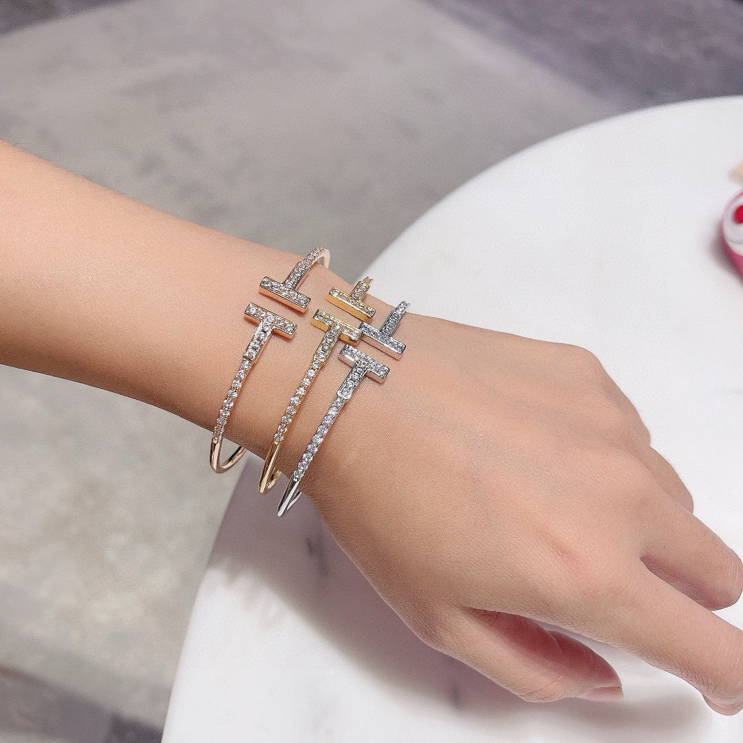 ティファニー Tiffany&Co. パヴェ ダイヤモンド ワイヤー バングル ブレスレット レディース