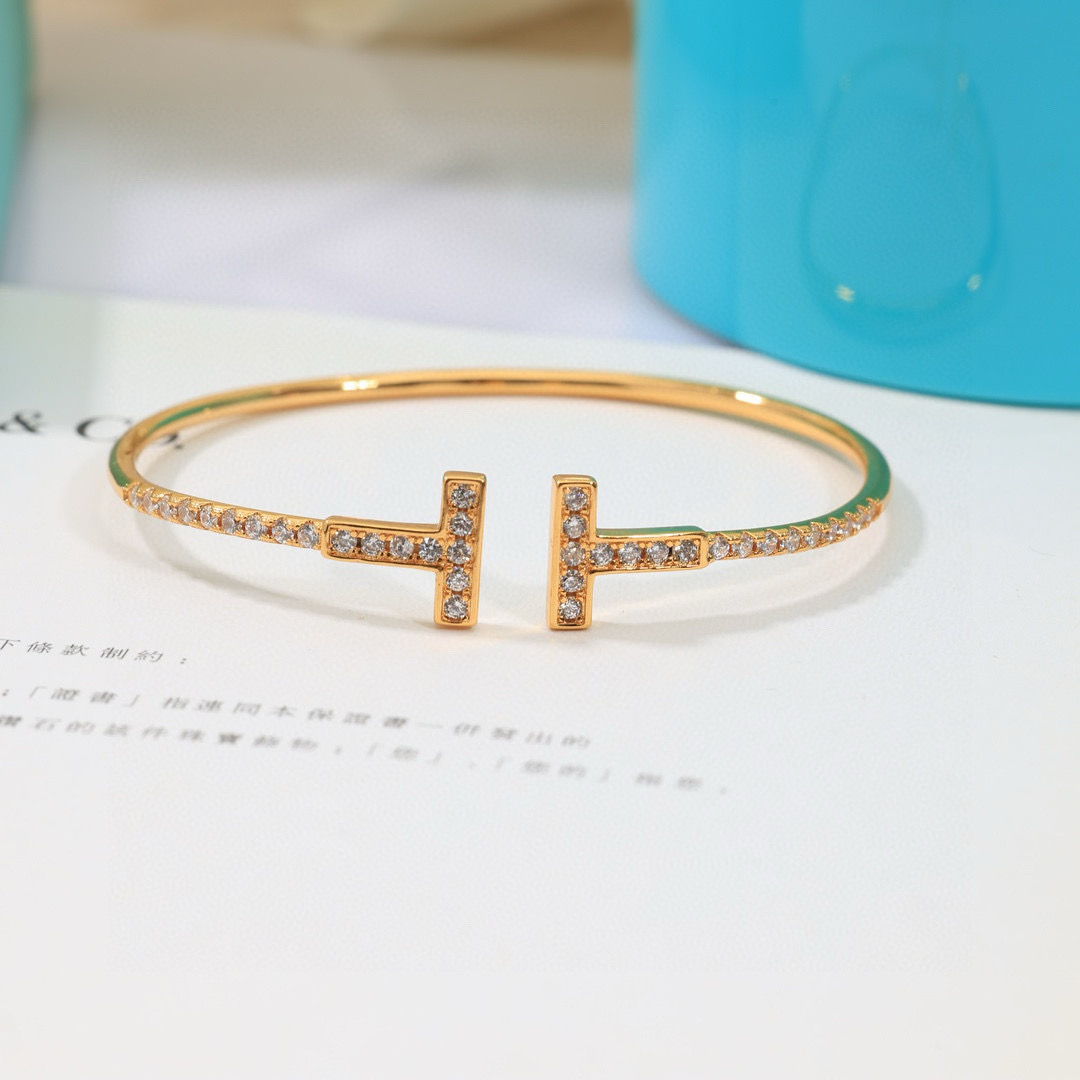ティファニー Tiffany&Co. パヴェ ダイヤモンド ワイヤー バングル ブレスレット レディース