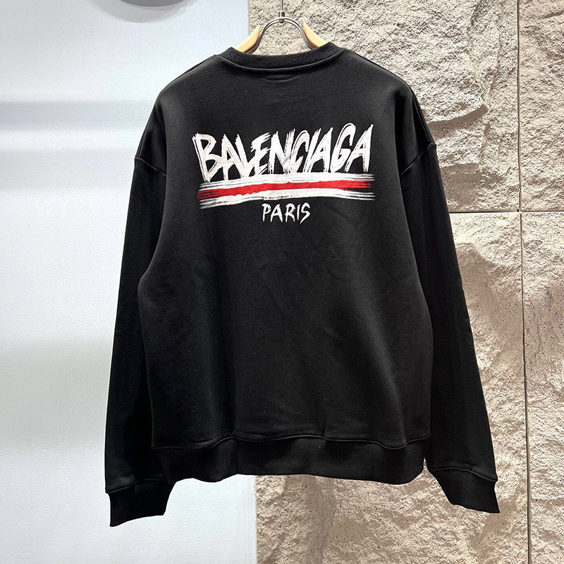 バレンシアガ BALENCIAGA コットン プリント スウェットシャツ ブラック