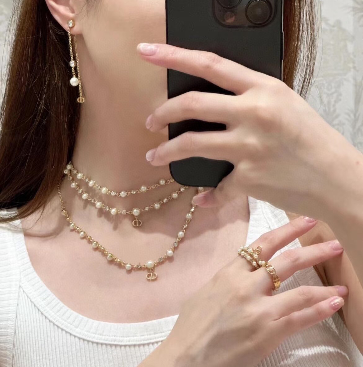 ディオール Dior パールがかわいい etit CD Treasure ネックレス レディース